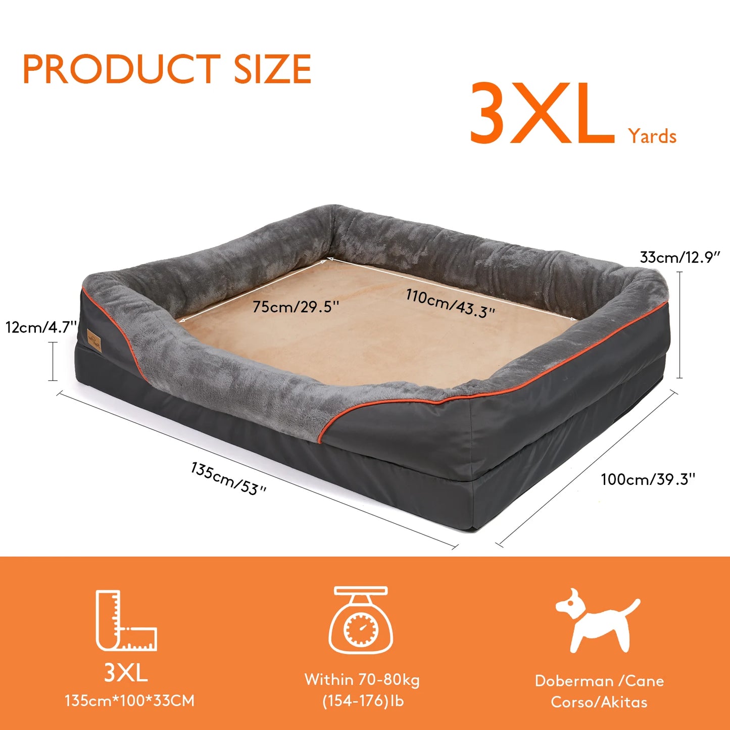 BINGOPAW Anti Allergy Dog Bed With Removable Washable Cover Waterproof