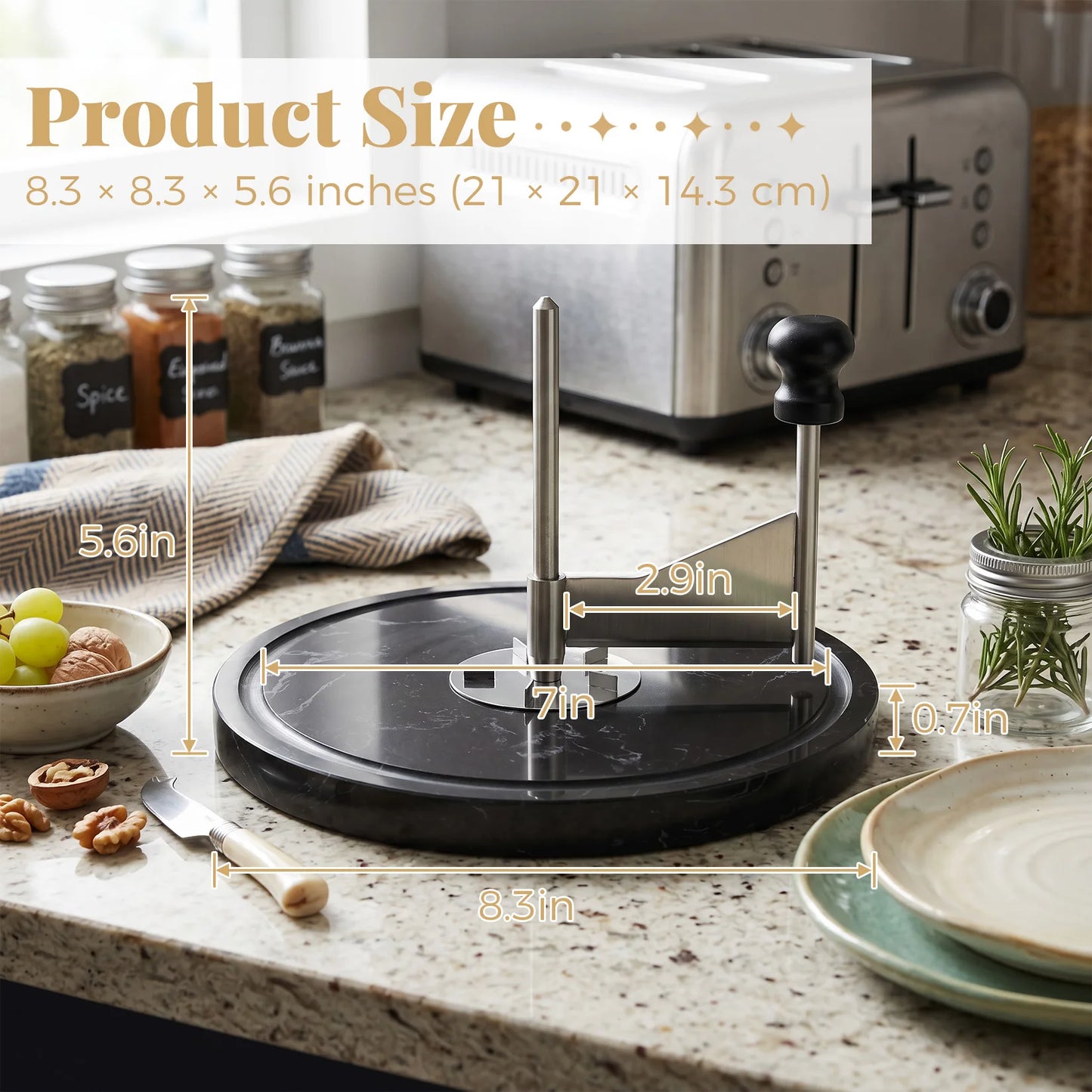 Cheese Curler with Marble Base, Stainless Steel Blade Cheese Shaver for Charcuterie Board and Table Vegetables Cutter Kitchen Gadgets