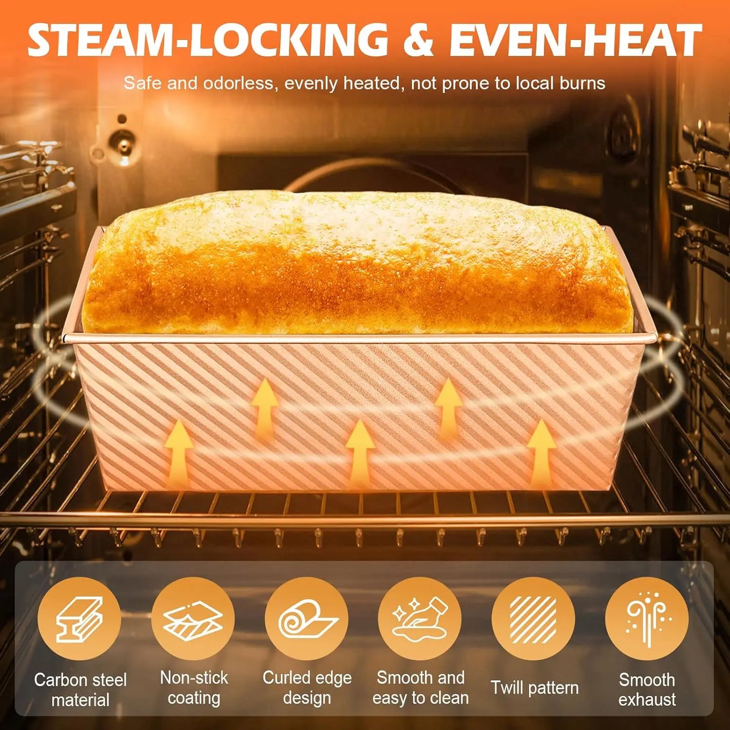 `Professional Pullman Loaf Pan Set, Carbon Steel Non-Stick Bread Mold with Sliding Lid and Baking Tools for Homemade Toast`