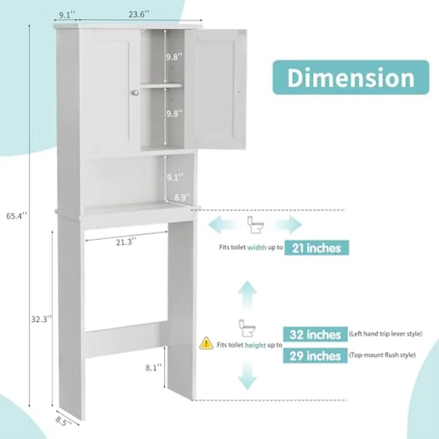 Over The Toilet Storage Cabinet Shelf Organizer With Anti Tip