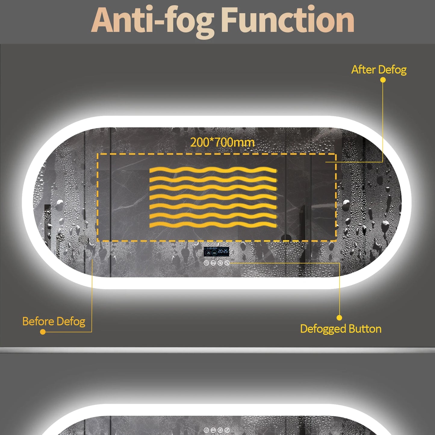 Wisfor Oval Led Bathroom Mirror With Bluetooth And Antifog