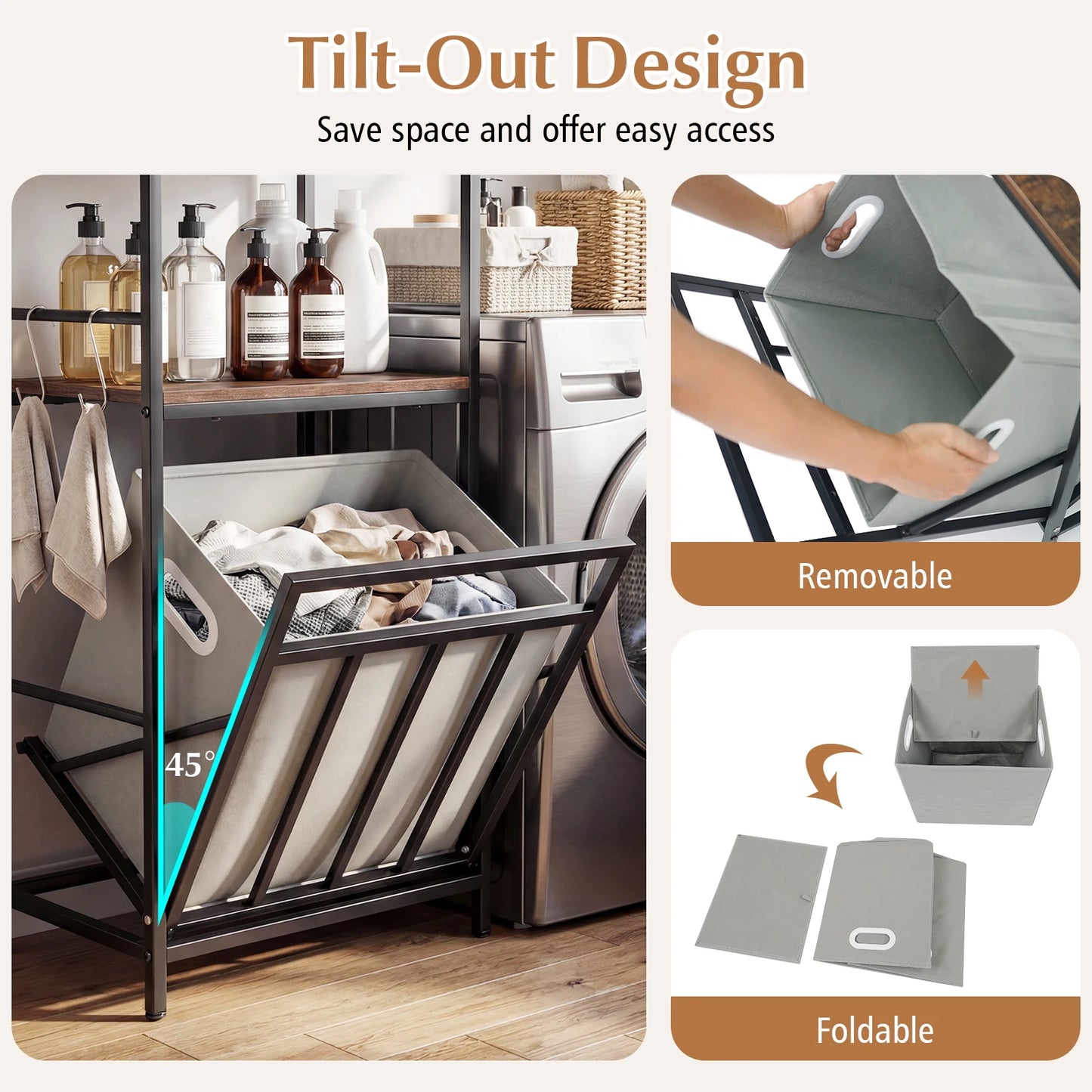 HOMASIS 2-Tier Laundry Hamper with Tilt-Out Basket
