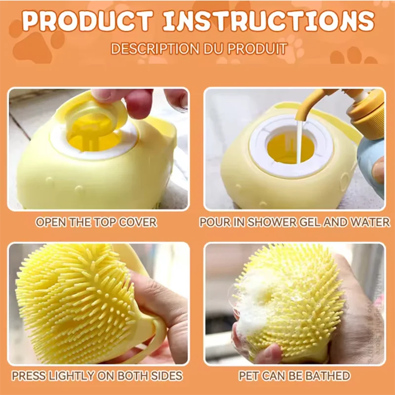 Pet Bath Massage Brush Silicone For Dogs And Cats Pets