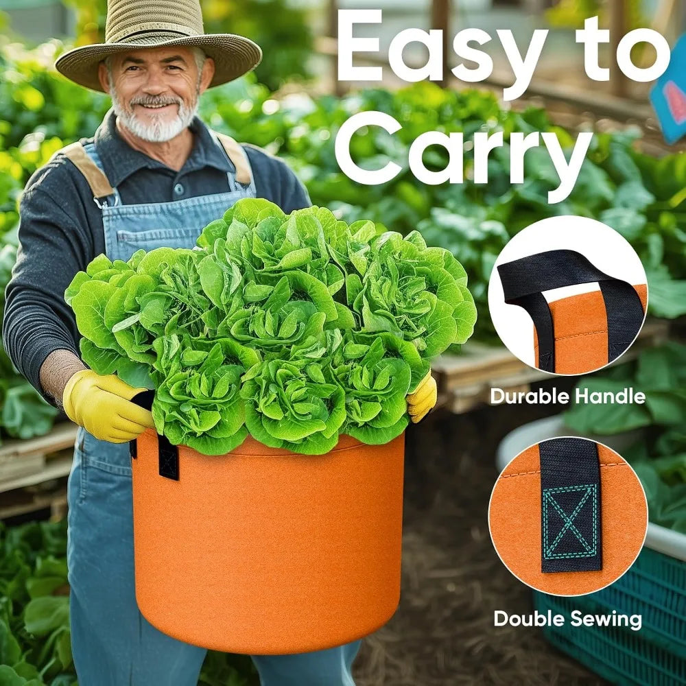 10 Gallon Potato Grow Bags - 6 Pack, Heavy Duty Nonwoven Fabric Pots with Handles & Flap for Vegetables