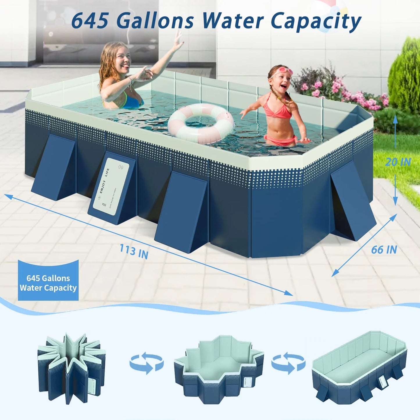 Foldable No Inflatable Family Swimming Pool Multi Layer PVC Portable Outdoor