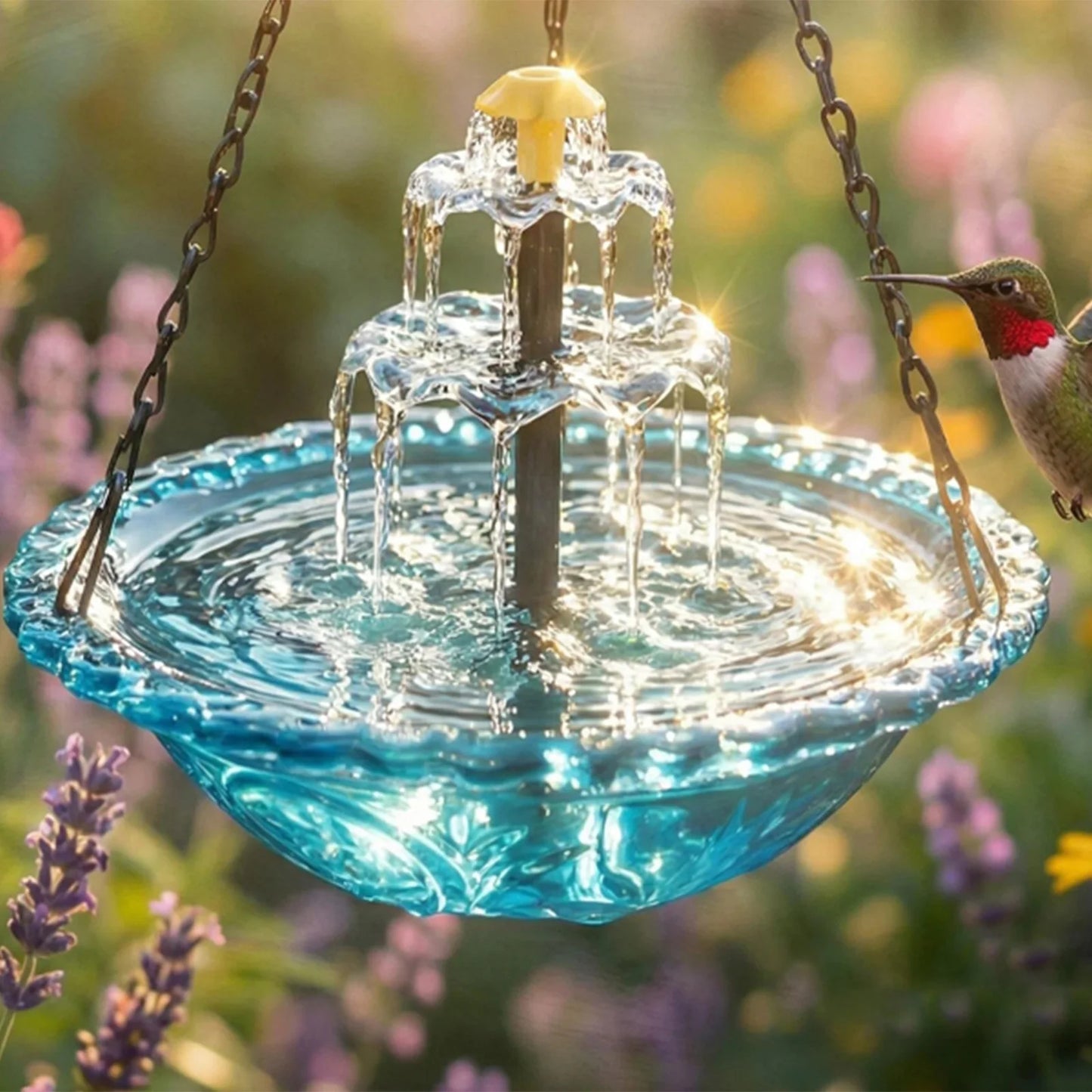 Solar Cascade Hanging Bird Bath Fountain For Outdoor Garden