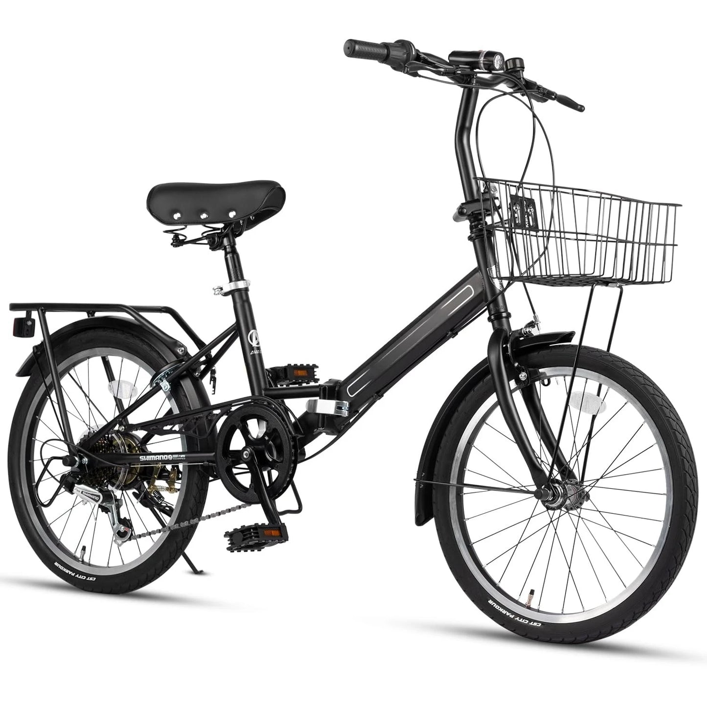 Quartet Folding Bike 7-Speed Caliper Brakes With Rack Basket