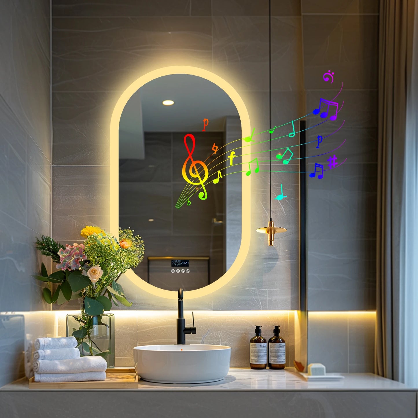Wisfor Oval Led Bathroom Mirror With Bluetooth And Antifog