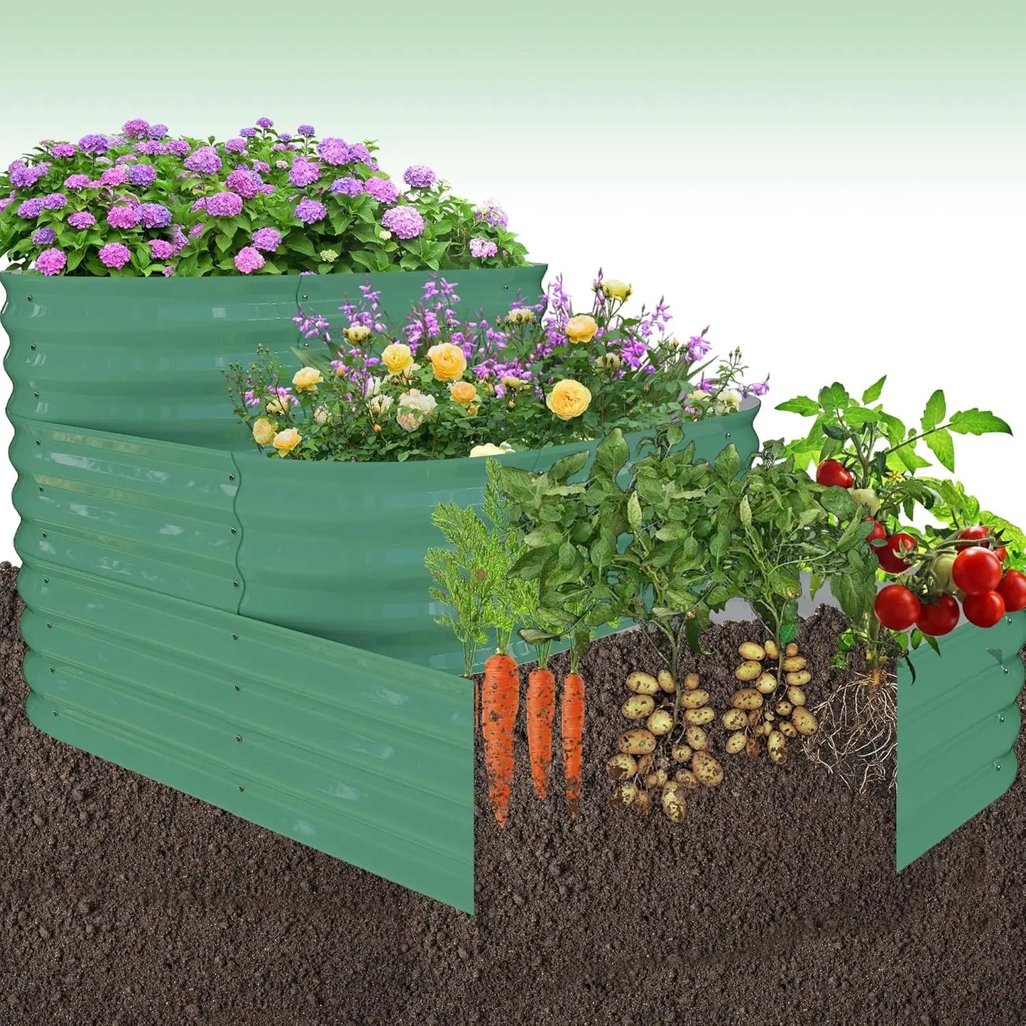 NONEM Galvanized Raised Garden Bed For Outdoor Vegetable Gardening