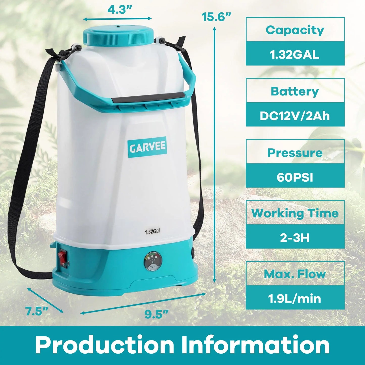 HiMISS 12V Battery Powered Electric Backpack Garden Sprayer