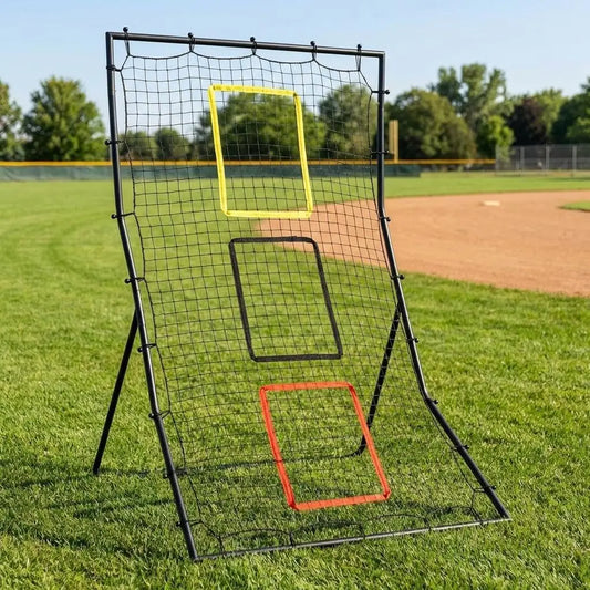 Softball Baseball Back Net - 6 x 4 Feet Rebounder for Pitching and Fielding, 3 Goal Zones