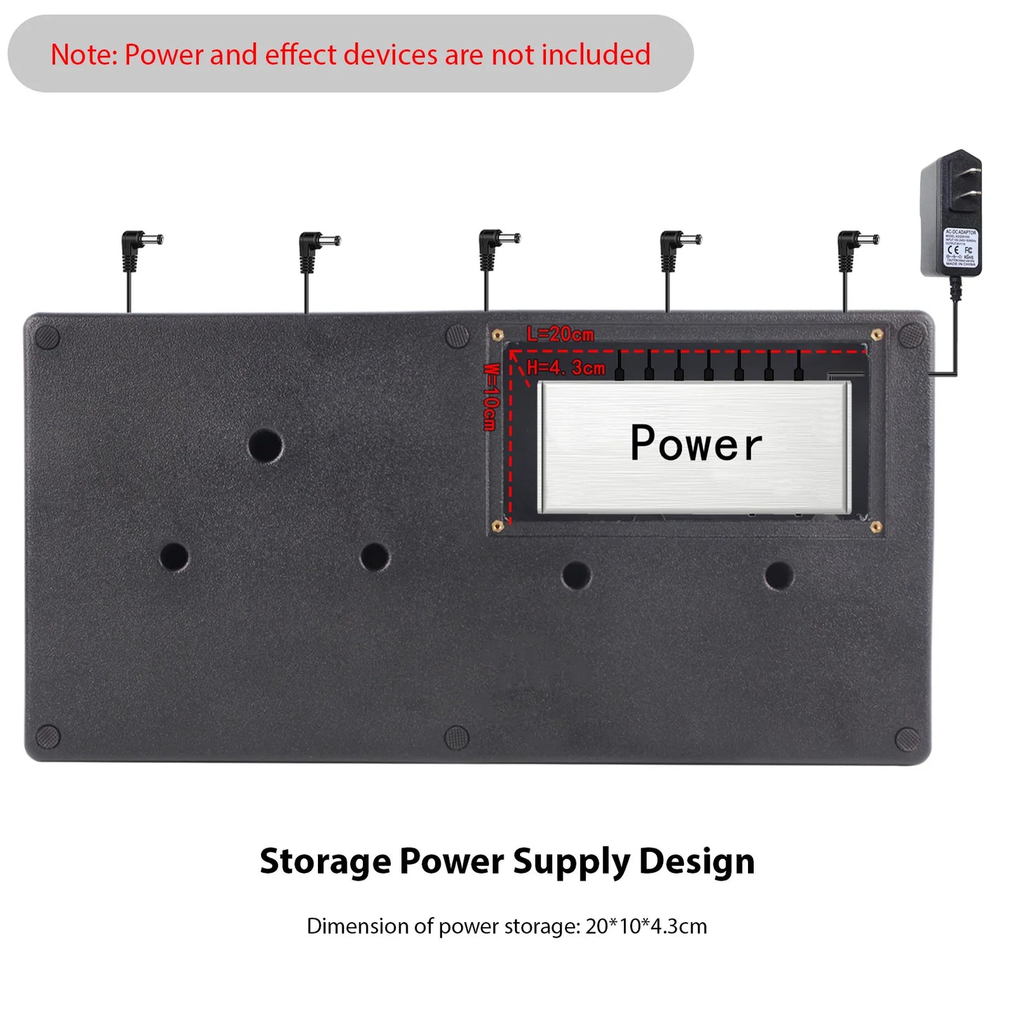 Rockhouse Guitar Pedal Board High-hardness PE Pedal Board w Compartment 11 Hole Storage Power Cord Pressure and Drop Resistance