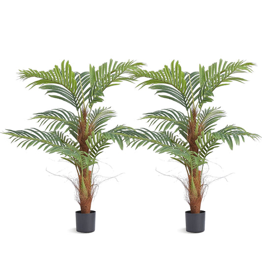 SucceBuy Artificial Palm Tree 4/5/6 FT Tall Faux Plant Secure PE Material & Anti-Tip Tilt Protection Low-Maintenance Plant