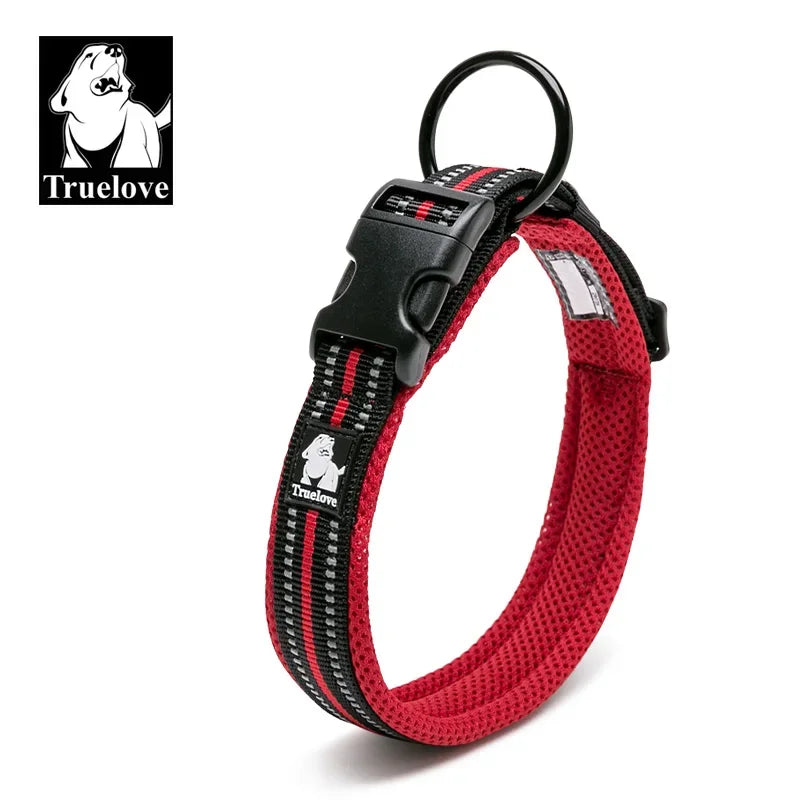 TRUELOVE Padded Nylon Dog Collar Reflective Adjustable Training