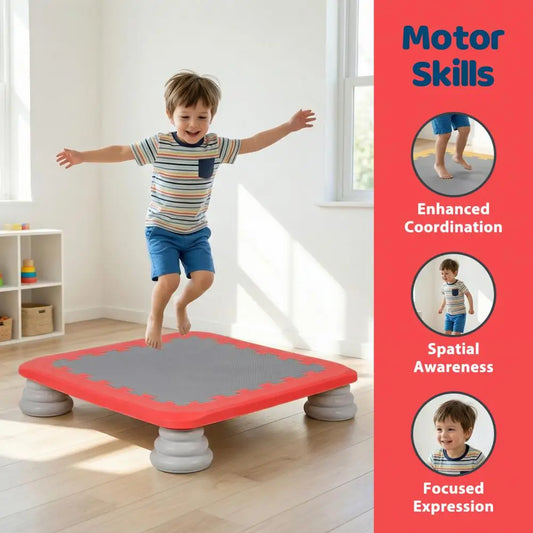 Mini Trampoline for Kids Rebounder Bouncing Board with Non-slip Base Sensory Balance Bounce Jumping Toy Gift for 3-12 Boys Girls