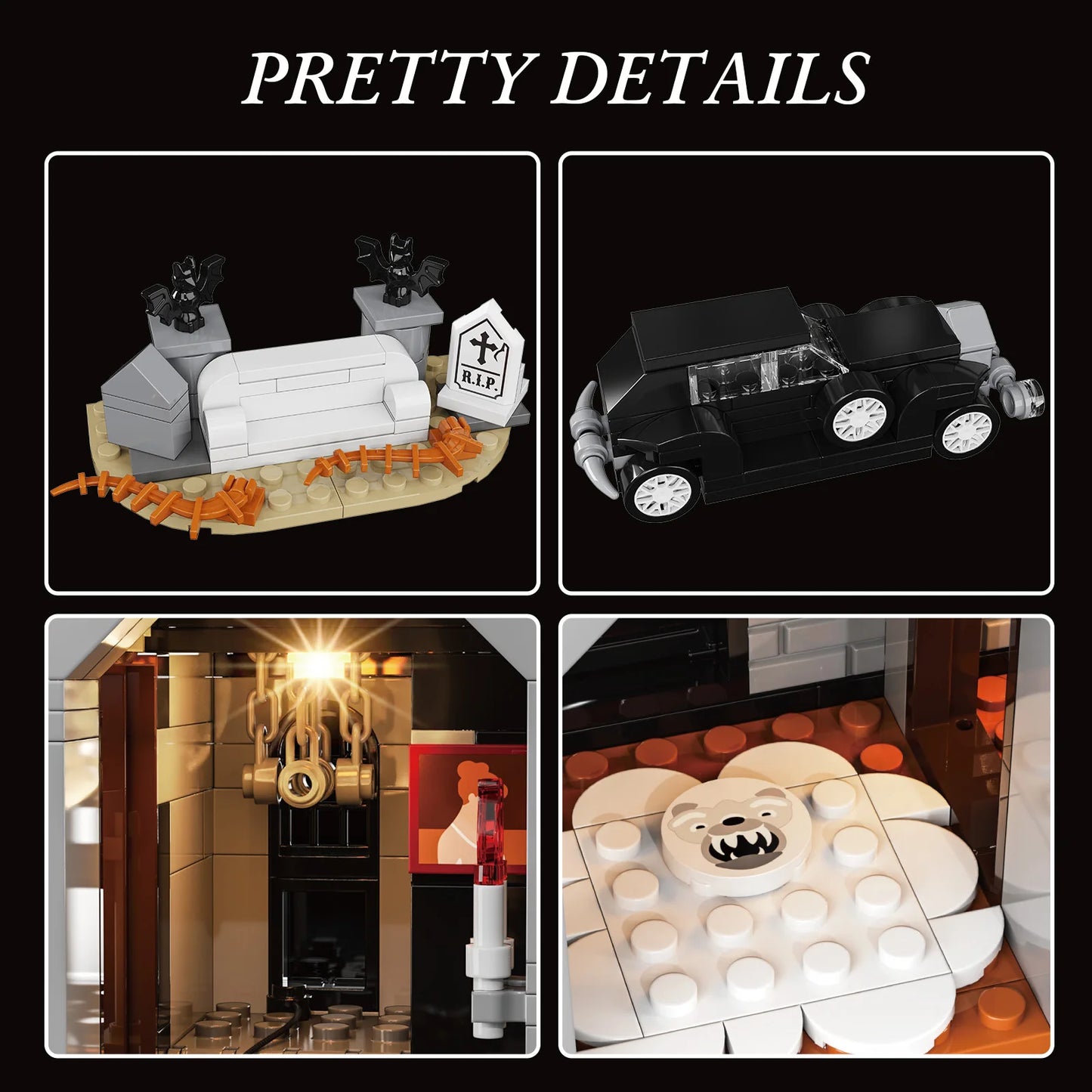 Nightfall Manor Gothic Building Blocks Set Architecture Bricks Desktop Ornament