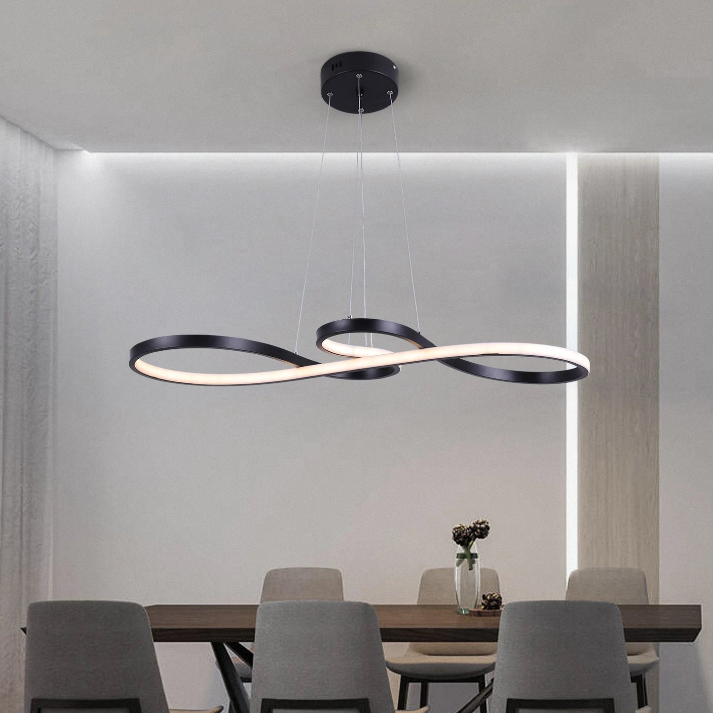 GreeLustr Modern Chandelier Pendant Light Acrylic Note Dimmable Led Ceiling Lamp Dining Living Room Hotel Decor Hanging Fixture