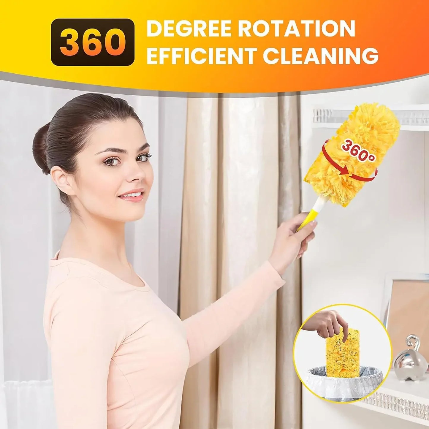 NONECN Electrostatic Dust Duster With Microfiber Head For Home Cleaning