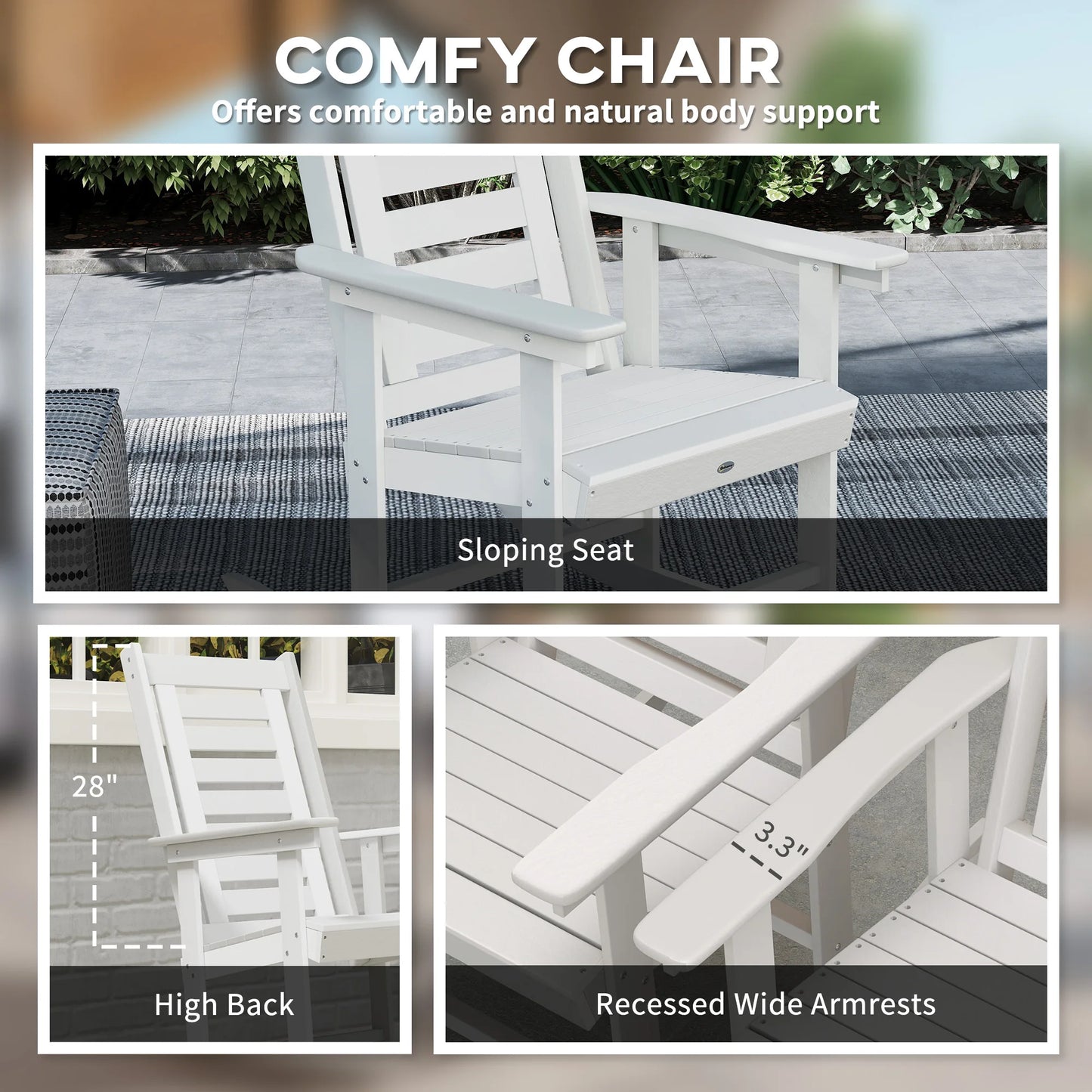 Outsunny Outdoor Rocking Chairs With High Back Patio Seating