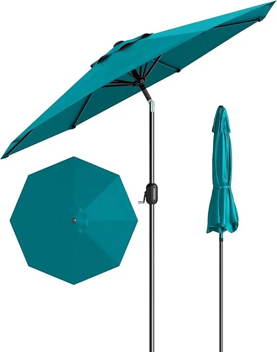 Patio Umbrella With Crank Lift Push Button Tilt Outdoor