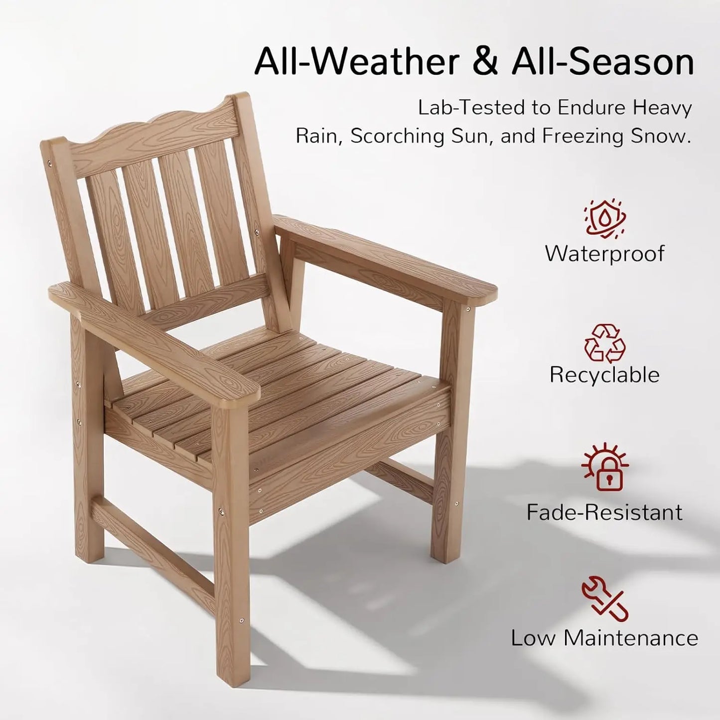 All-Weather Oversized Patio Chair Set 2 400lb Easy Assembly Backyard Deck Fire Pit Teak,Customized