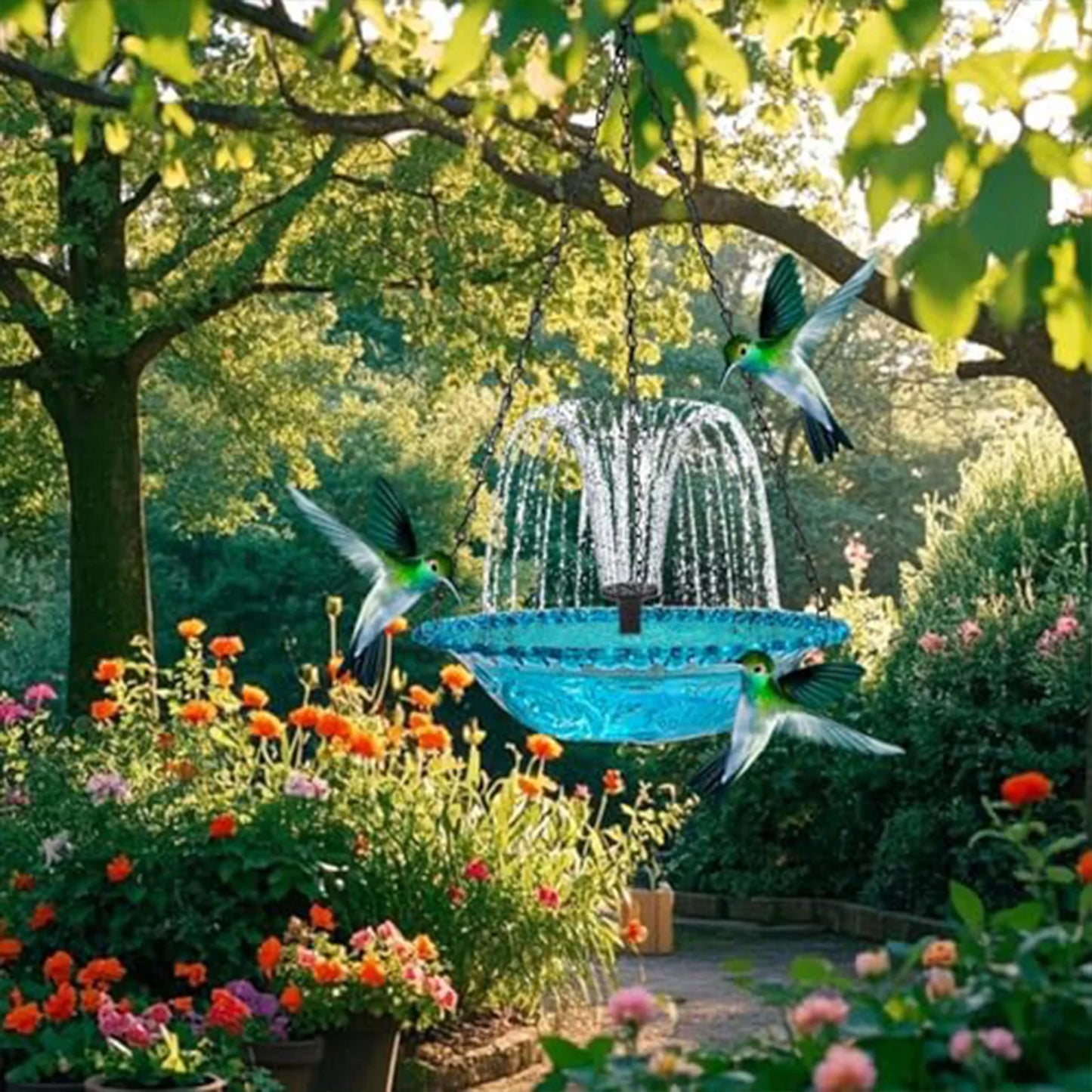 Solar Cascade Hanging Bird Bath Fountain For Outdoor Garden