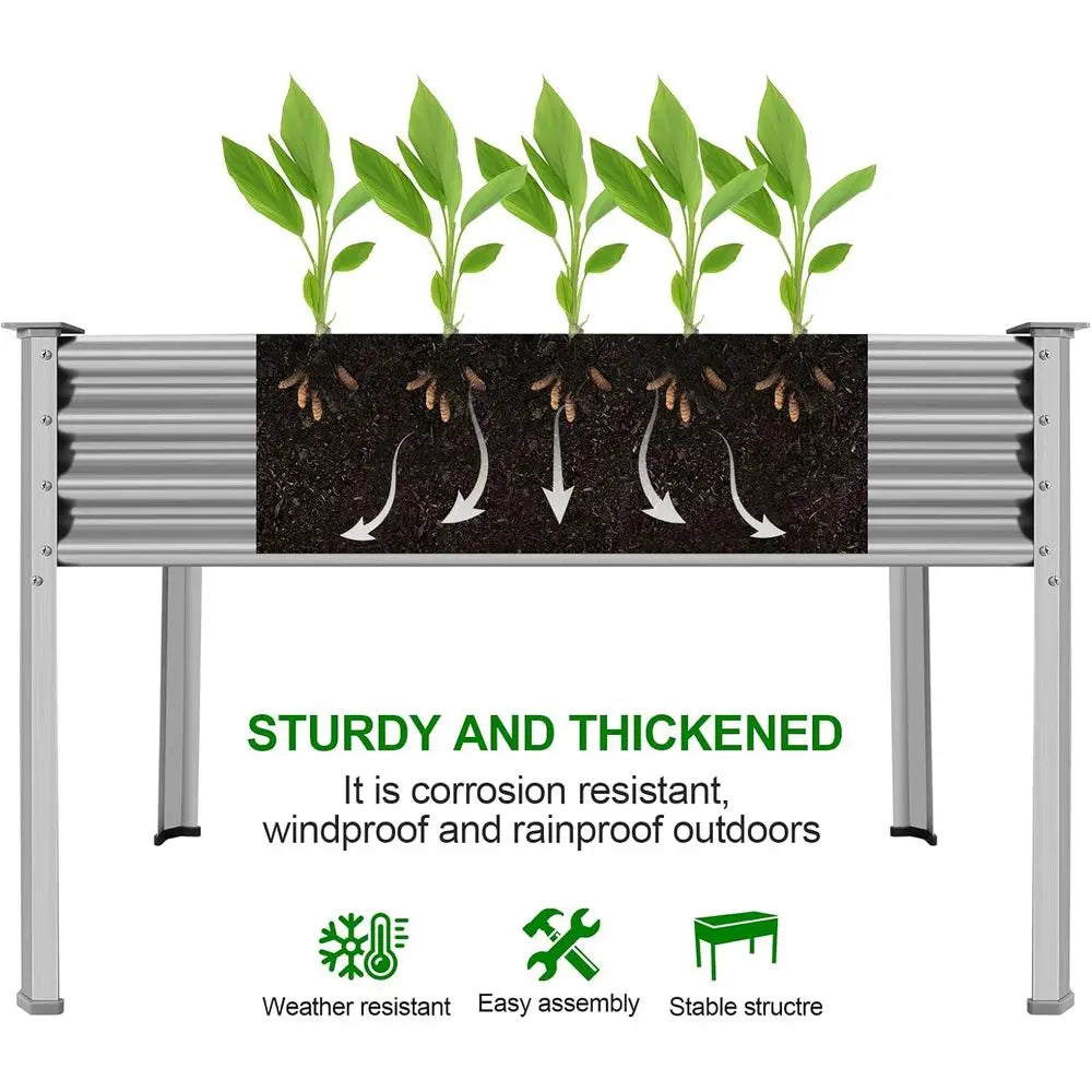 Galvanized Raised Garden Bed With Legs 700lb Capacity