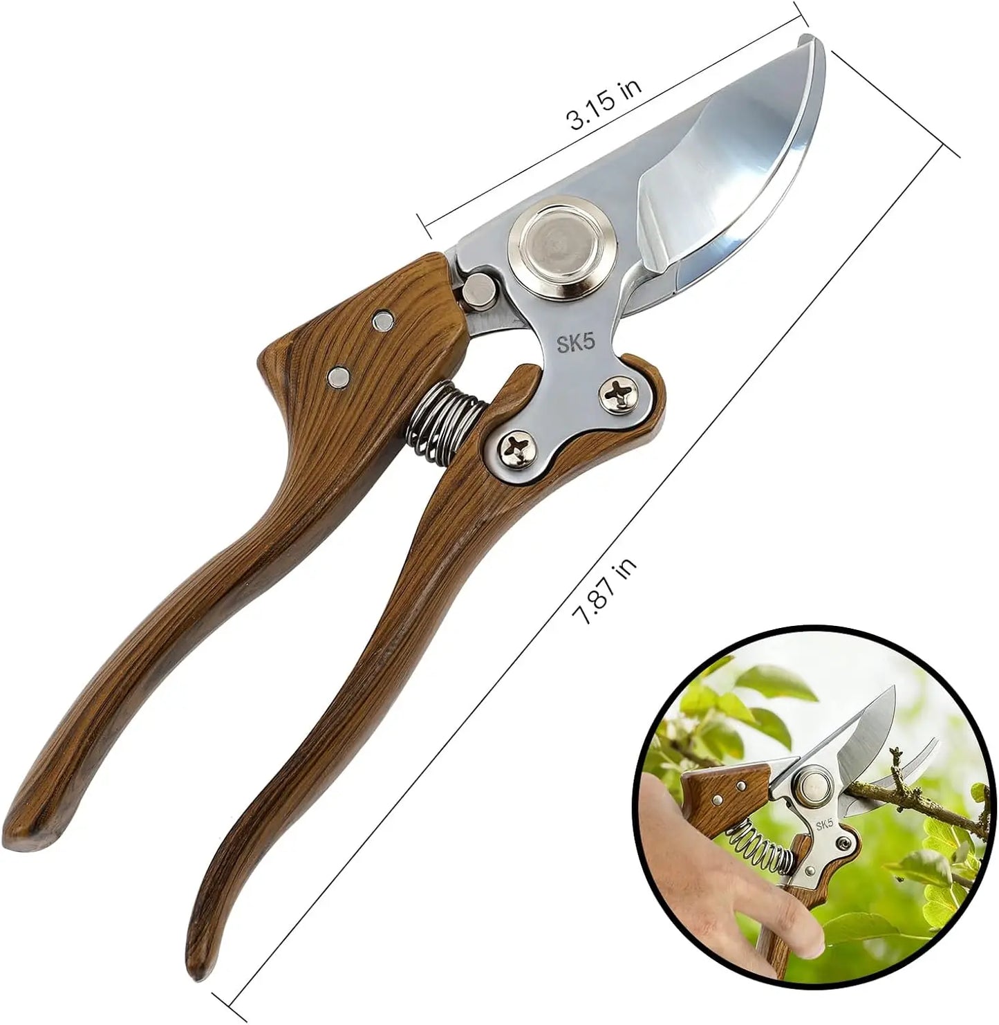 Heavy Duty Garden Pruning Shears 75Cr1 High-Carbon Steel Blades Ideal for Trimming Limbs, Plants, Shrubs & Vines - Fundamental Hand Tool for Florists