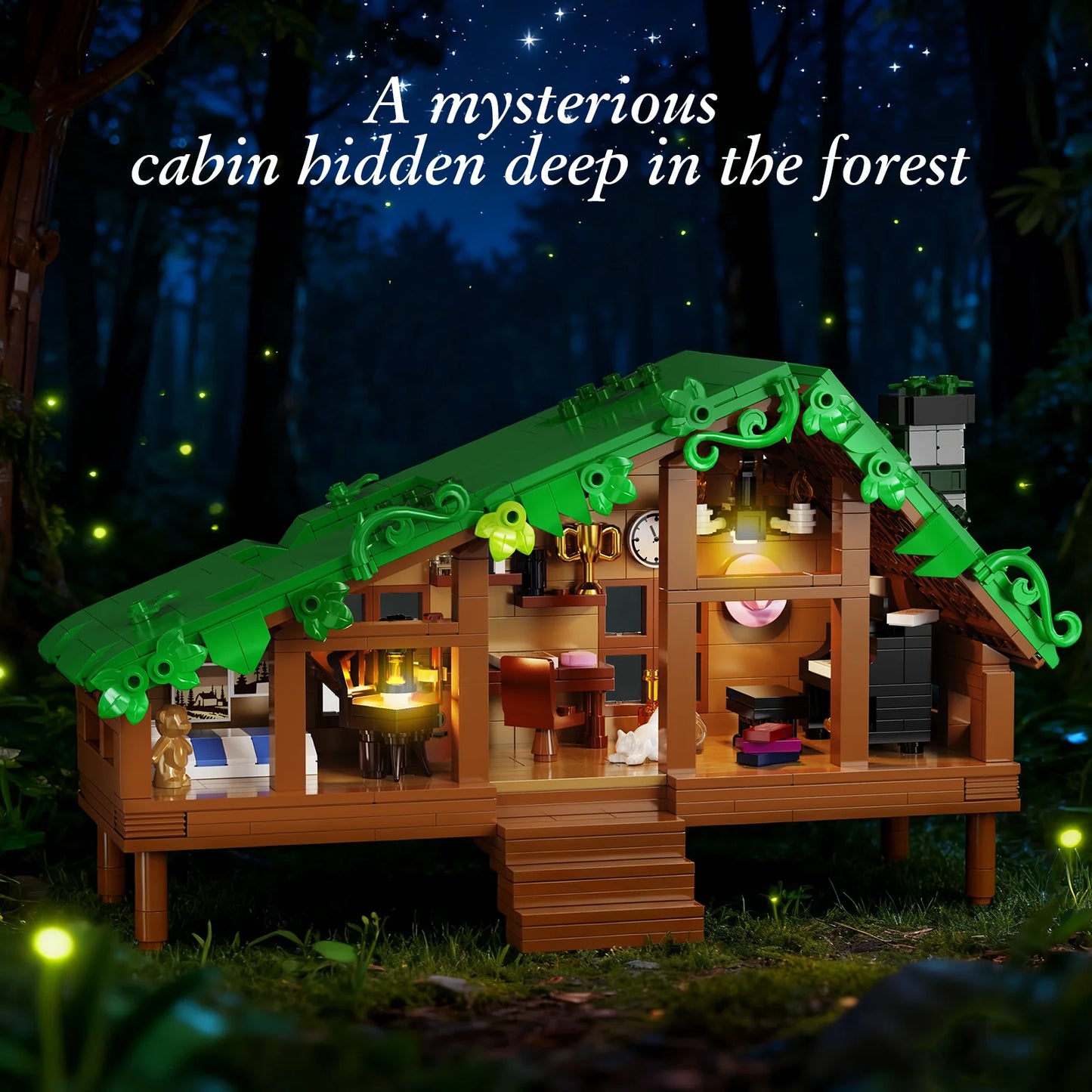 Folk Cabin Forest House Building Blocks Set Home Decor Gifts