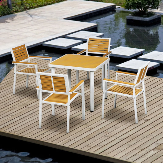 Outdoor Aluminum Patio Dining Set With Umbrella Hole For Four