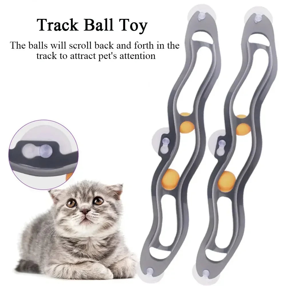 Plastic Sucker Track Ball Cat Toy For Window Adsorption