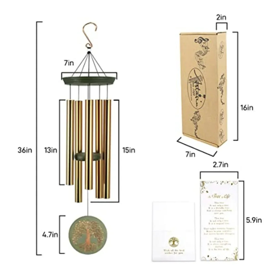 Wind Chimes For Outside Hanging Decor Tree Of Life Engraving Mother