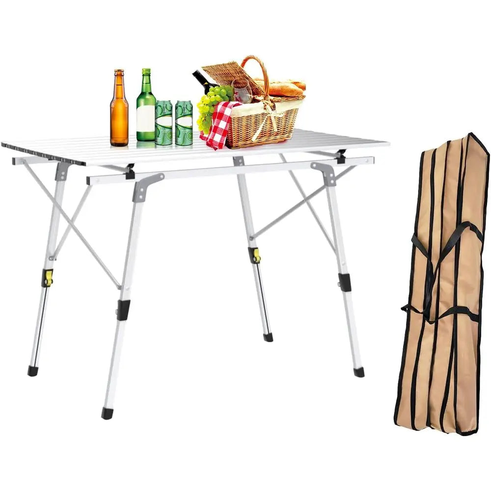 Adjustable Camping Table, Portable Outdoor Camping Table, Lightweight Portable Surface for Camping, Picnic, Beach Trips & BBQ (S