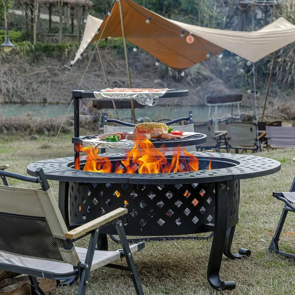 Weatherproof 3 In 1 Fire Pit With Grills And Poker
