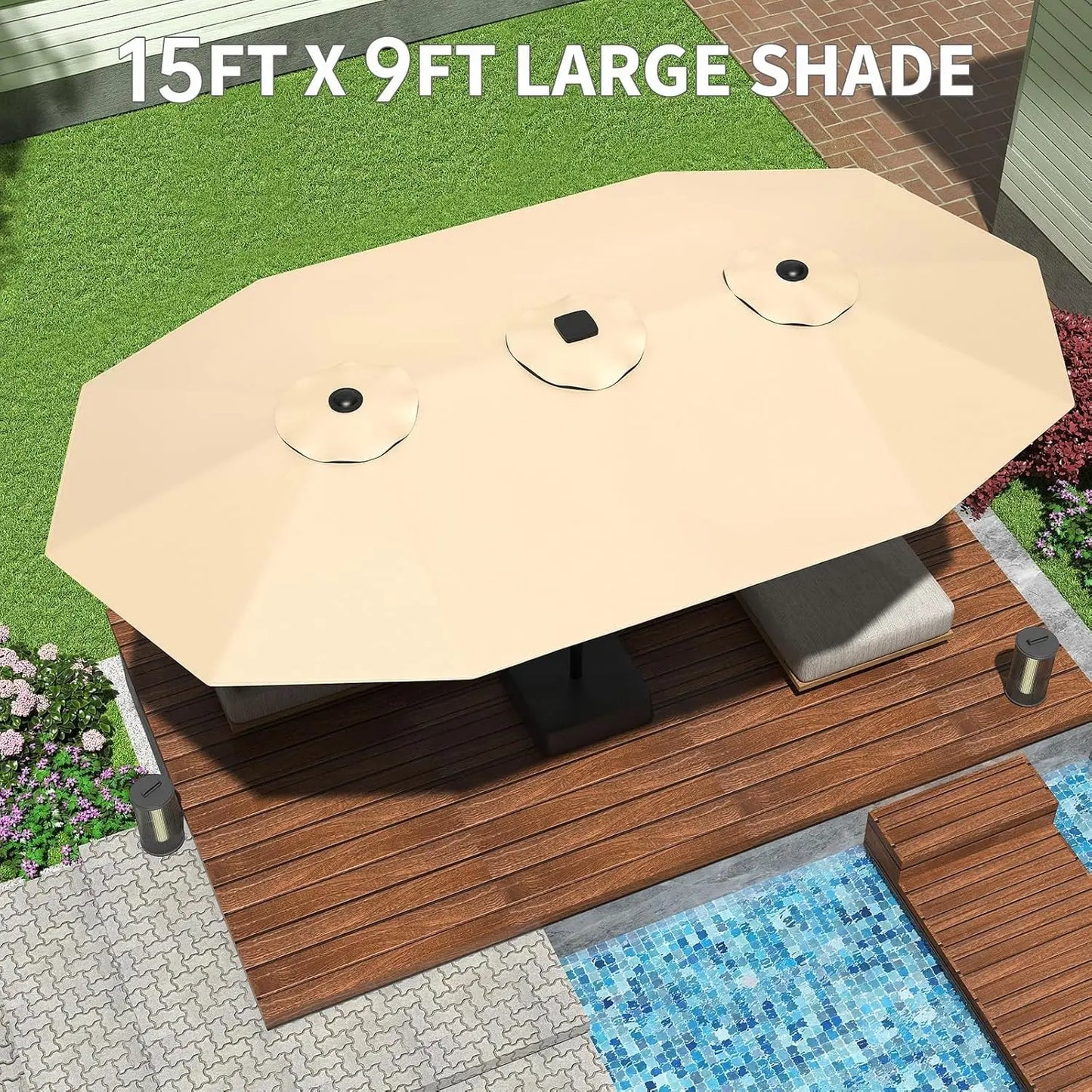 Twister Patio Umbrella Double-Sided Rectangle Market With Cross Base