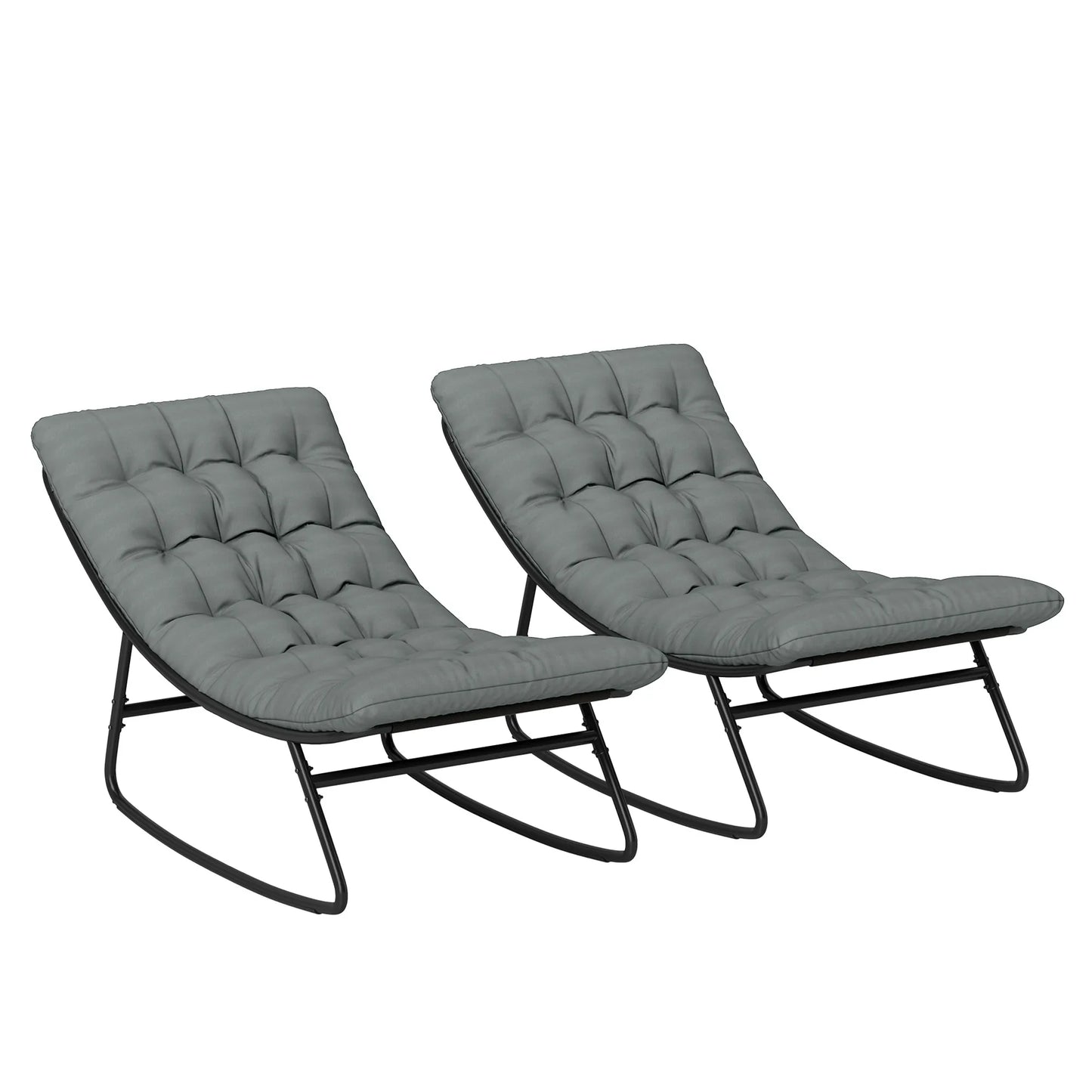 Outsunny Outdoor Rocking Chairs With Durable Metal Frame