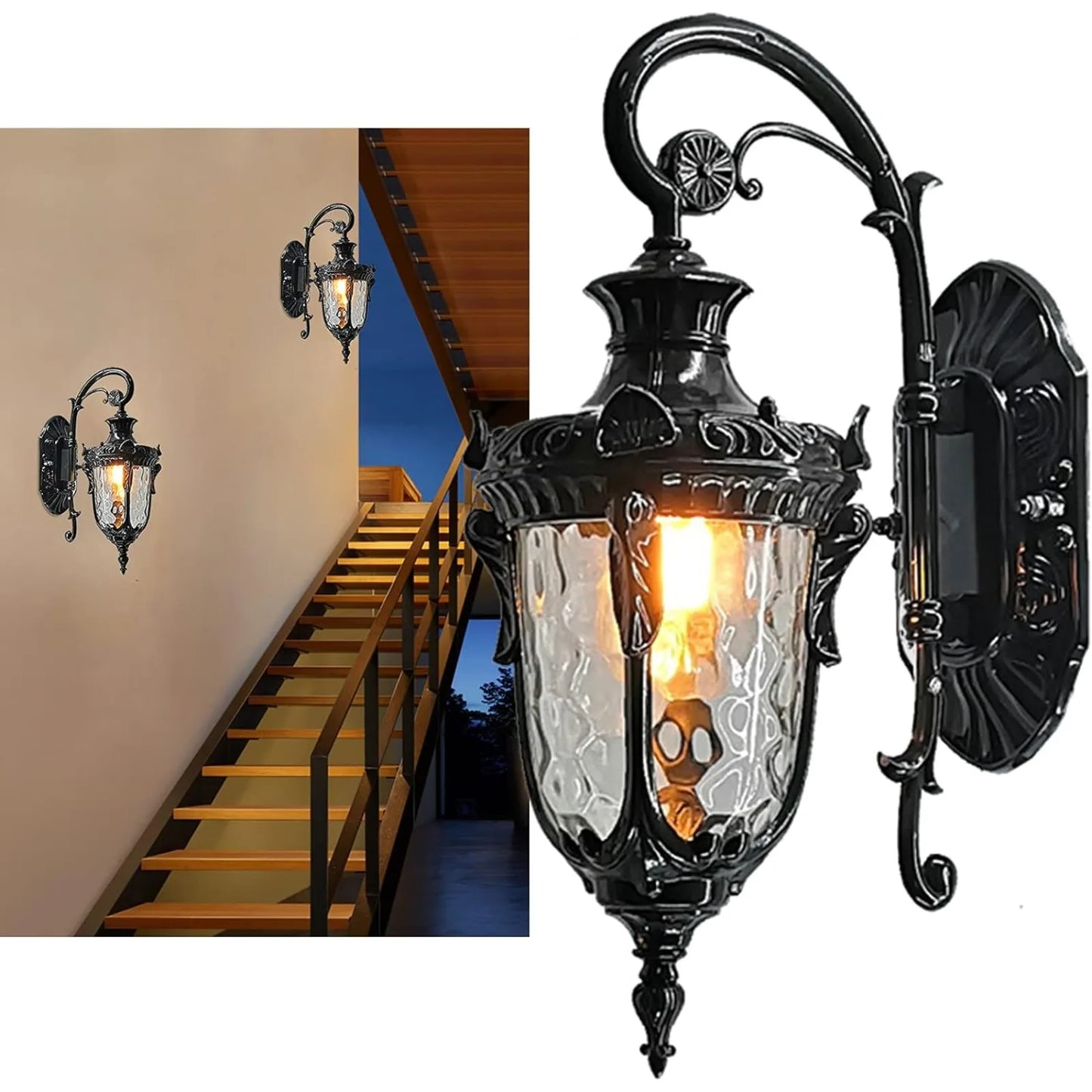 Bymaocar Waterproof Sconce Wall Mount Porch Light Outdoor Glass Shade