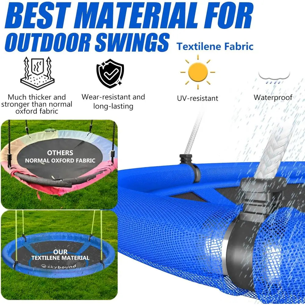 Heavy-Duty 600LB Tree Swing with Waterproof Seat for Kids and Adults - Blue