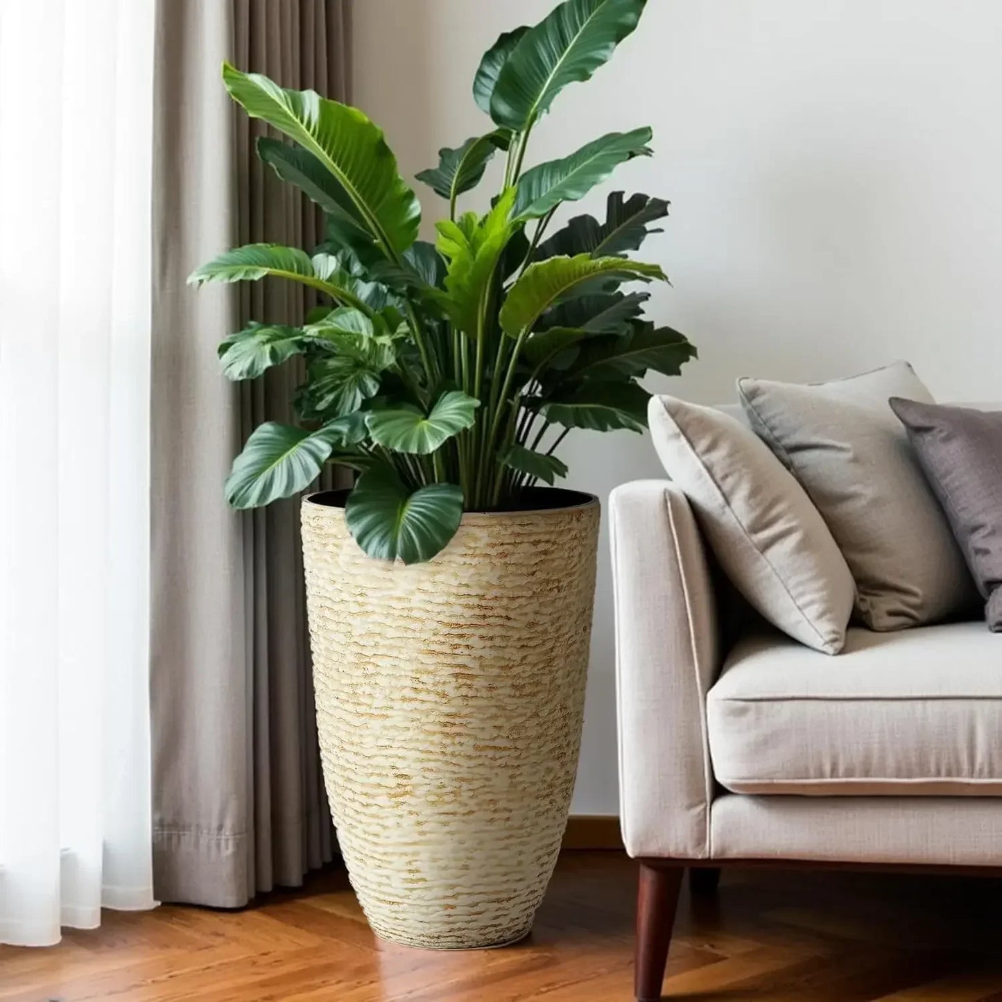 Worth Round Planters Set of 2 Indoor Decorative Container Garden Pots