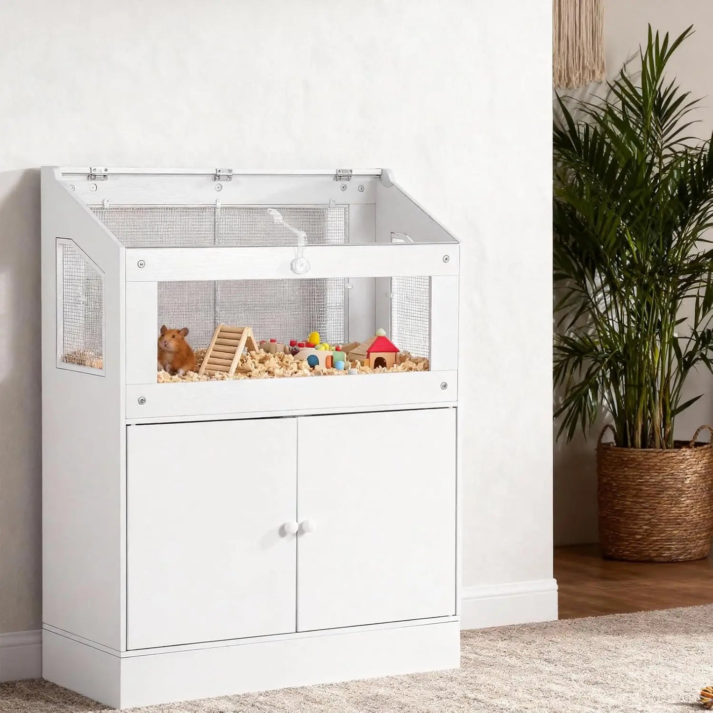 HiMISS Acrylic Small Animal Cage With Storage Cabinet