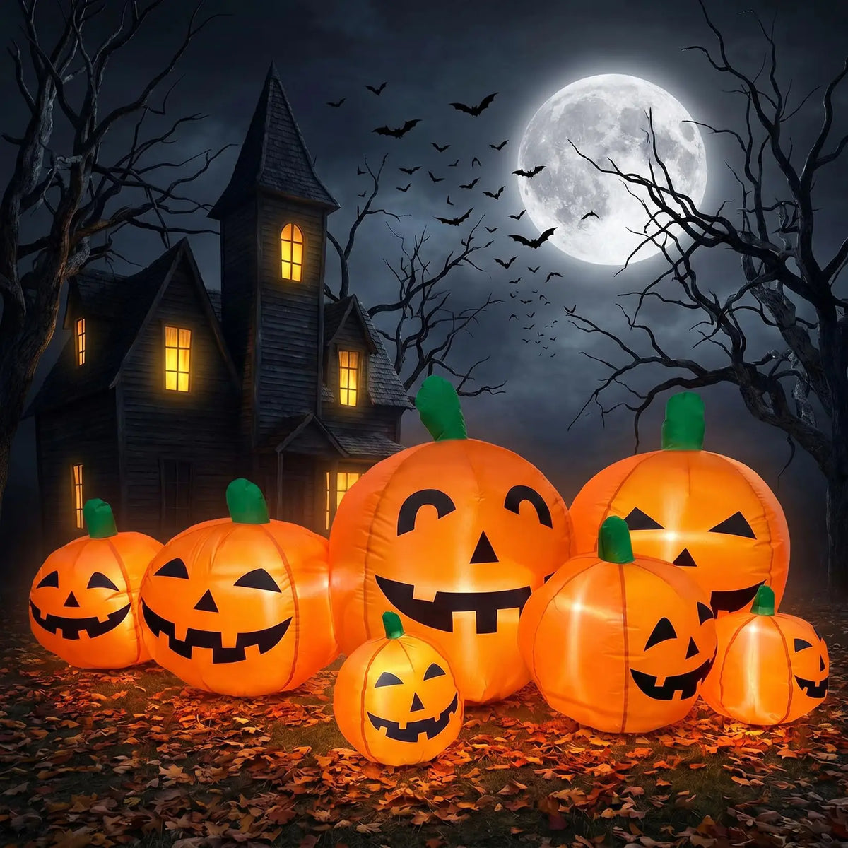 HiMISS Halloween Inflatable Pumpkin Patch LED Lights Outdoor Yard Decor