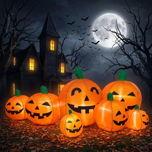 HiMISS Halloween Inflatable Pumpkin Patch LED Lights Outdoor Yard Decor