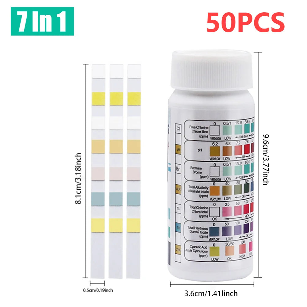 ALLOYSEED 7 In 1 PH Test Strips For SwimmingPool Aquarium