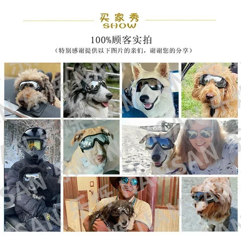 IN Stock Anti-UV Dog Sunglasses Breathable Vent Pet Goggles Windproof Waterproof for Car Riding Beach Outdoor Dogs S M L Sizes