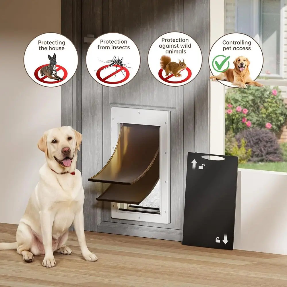 Large Dog Door for Pets Up to 100 lb, Durable Plastic, 2 Magnetic Latches, Closing Panel, Never Rust, Easy Install for Interior