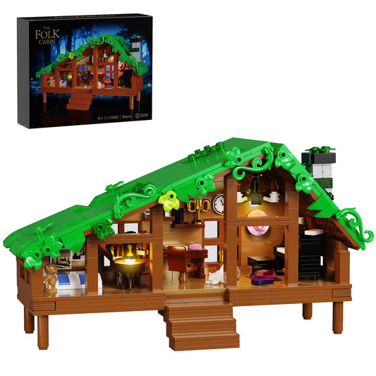 Folk Cabin Forest House Building Blocks Set Home Decor Gifts