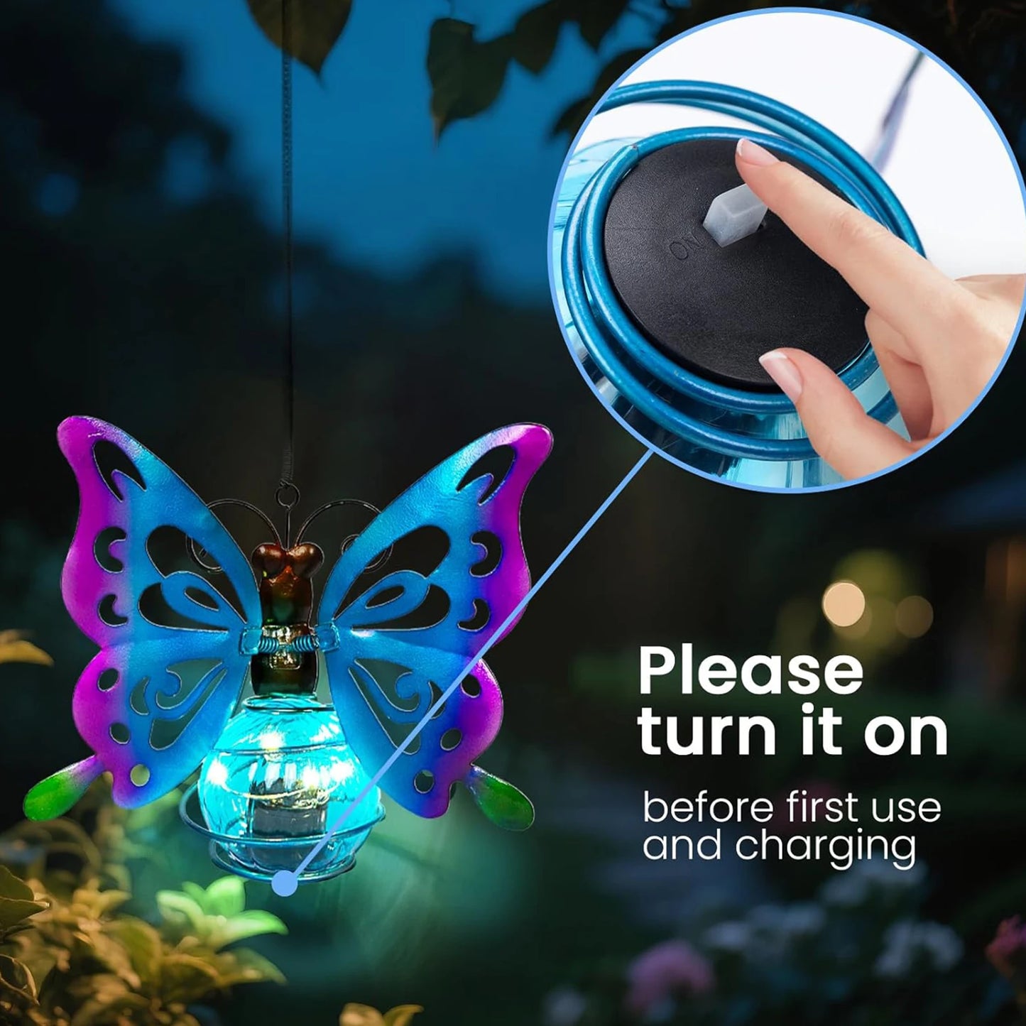 Solar Powered Led Hanging Animal Lights Butterfly Lanterns