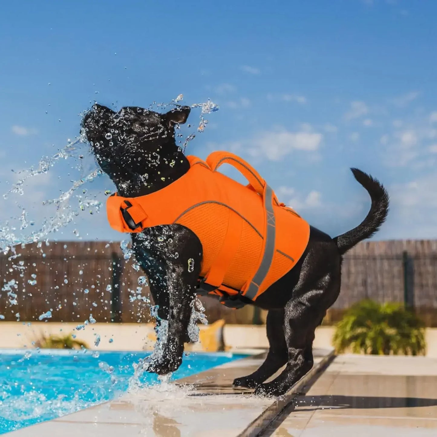 Durable Mesh Dog Life Jacket With Ergonomic Rescue Handle Tear‑Resistant Construction For Rough Water Use