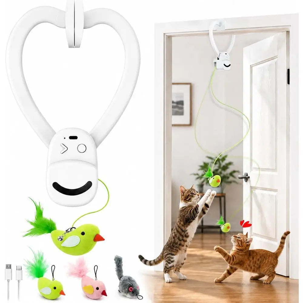 Interactive Cat Toy USB Rechargeable Bird Wand Chase For Indoor Cats
