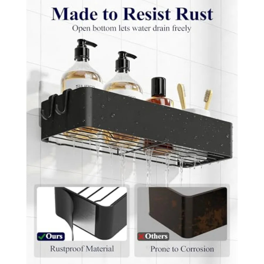 Adhesive Shower Caddy 2 Pack No Drill Organizer Rustproof Shelves